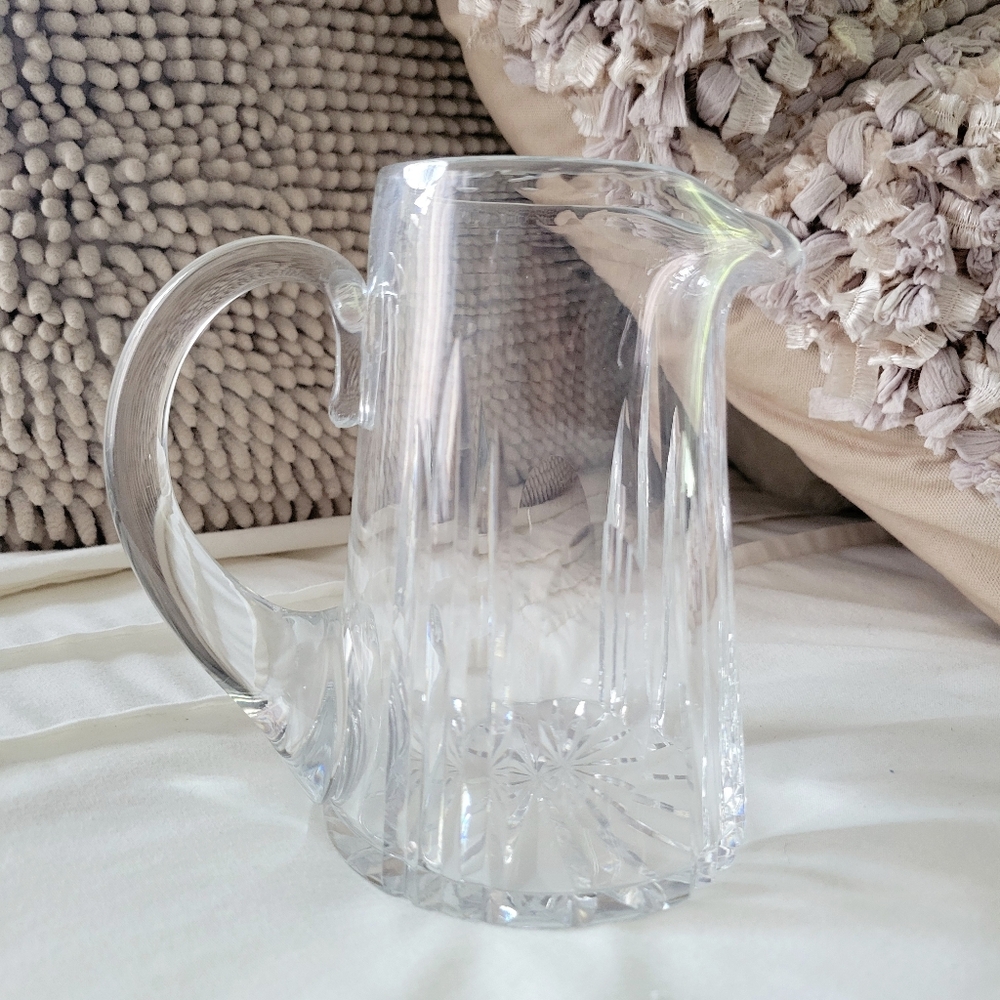Vintage Crystal Glass Water Jug Pitcher